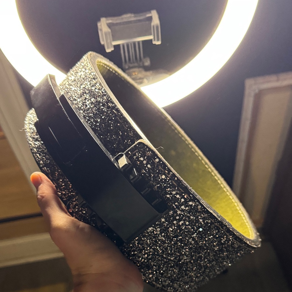 PIONEER Glitter Black and Silver Women's Belt